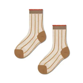 Happy Socks: Extra Fine Ankle Lilly Wheat SM