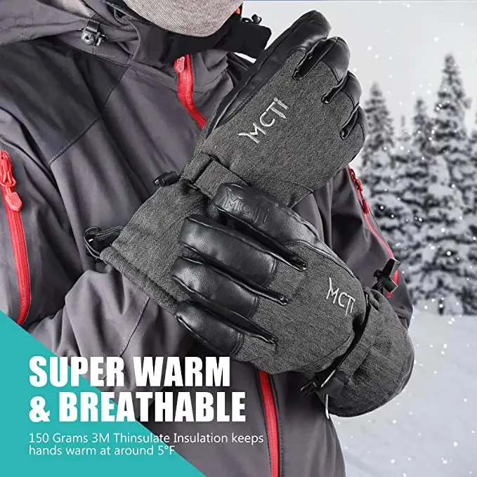 MCTi SkiPro On-Piste Unisex Ski Gloves-Men's Waterproof Ski Gloves