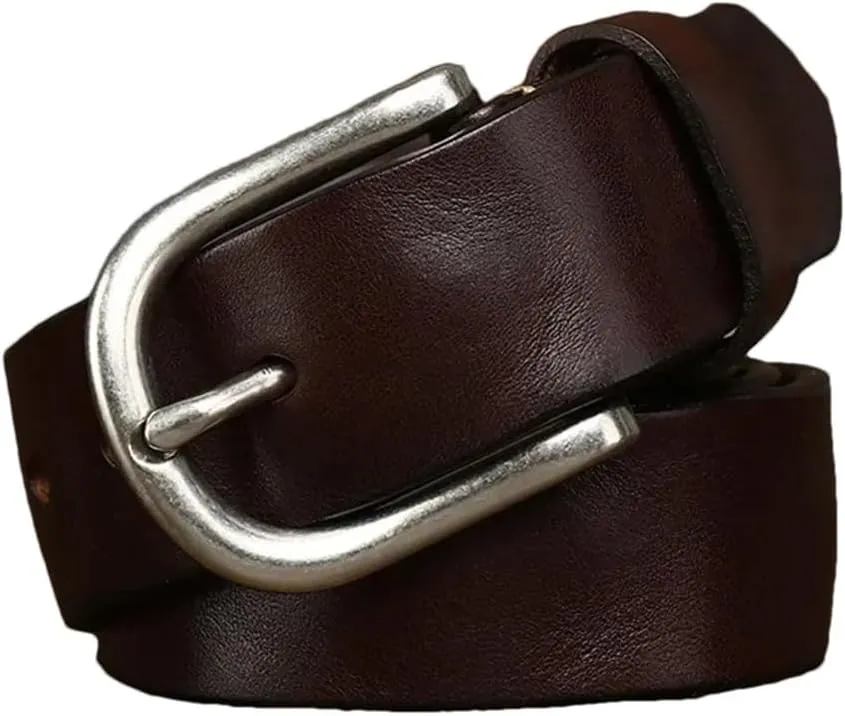 Men 3.8CM Thick Cowhide Genuine Leather Casual Jeans Cowboy Belt Pin Buckle Retro Luxury Strap