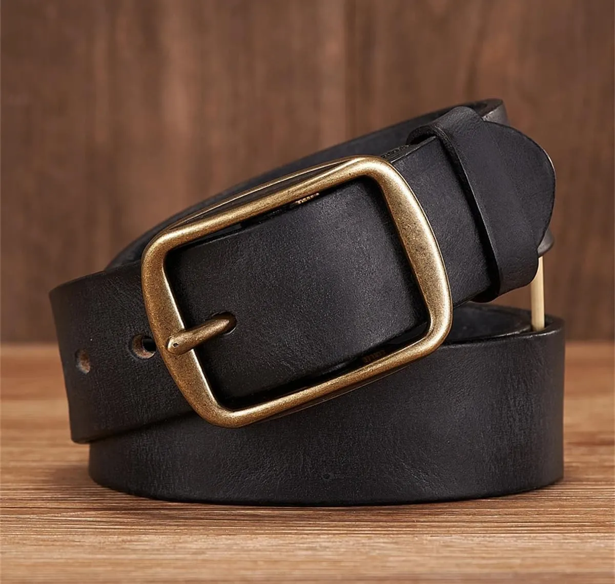 Men Thick Cowhide Copper Pin Buckle Genuine Leather Belt For Jeans Fashion Casual Belt Waistband Retro Luxury Strap