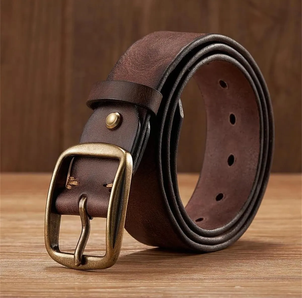 Men Thick Cowhide Copper Pin Buckle Genuine Leather Belt For Jeans Fashion Casual Belt Waistband Retro Luxury Strap