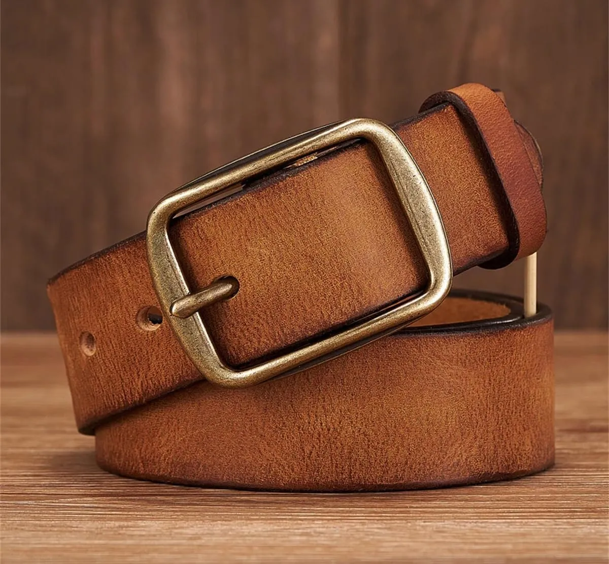 Men Thick Cowhide Copper Pin Buckle Genuine Leather Belt For Jeans Fashion Casual Belt Waistband Retro Luxury Strap