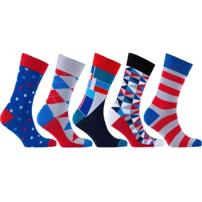 Men's 5-Pair Colorful Mix Socks-3030
