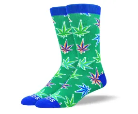 Men's Pattern New Green Weed Leaf Socks