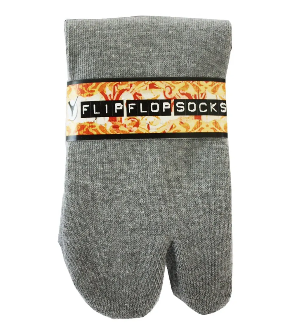 Mini-Crew - V-Toe Thicker Flip-Flop Tabi Socks Athletic or Casual Grey Cotton Blend Comfortable Stylish