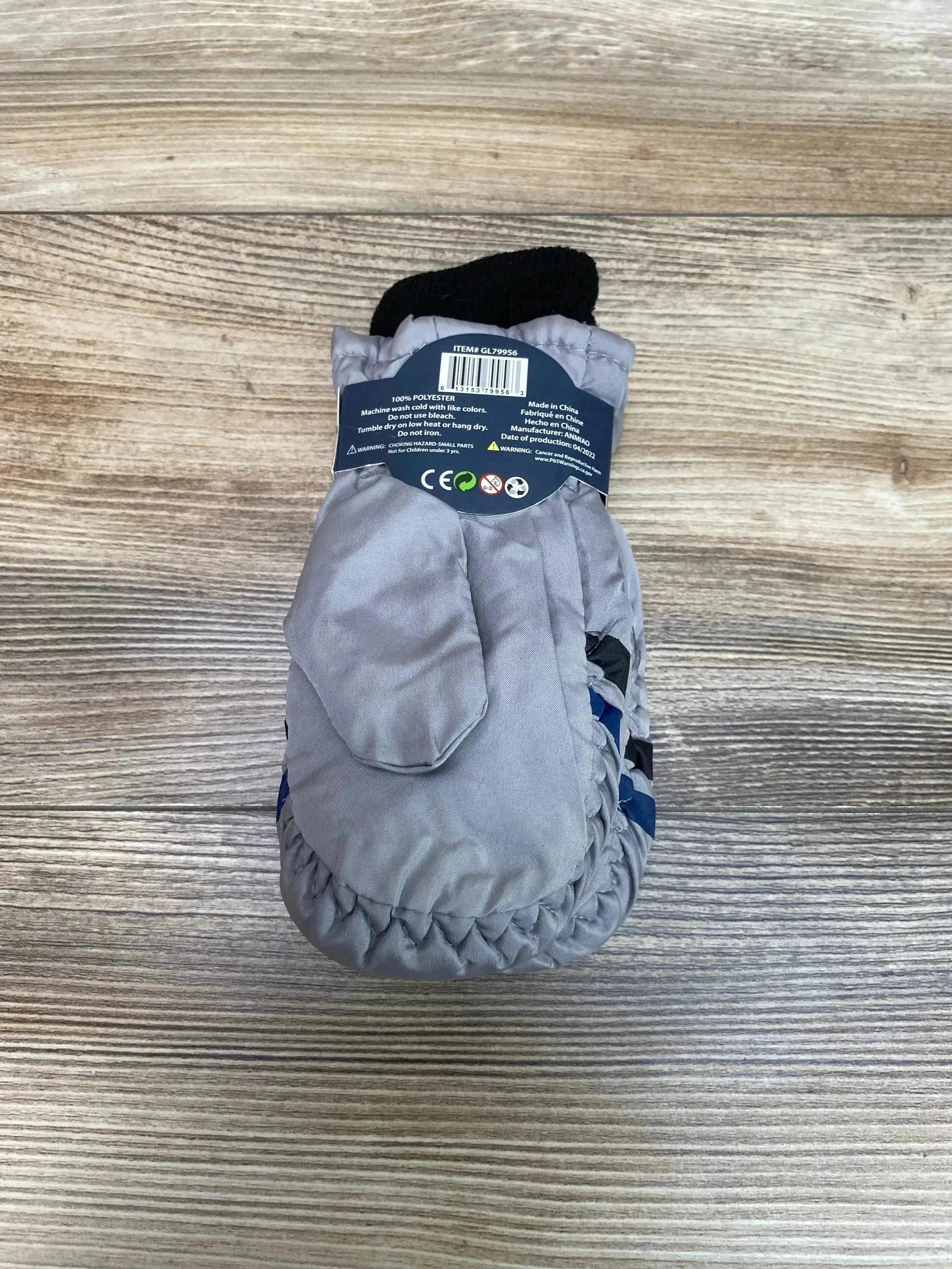 NEW ThermaWear Kid's Ski Striped Grey Mittens OSFM (1-3Y)