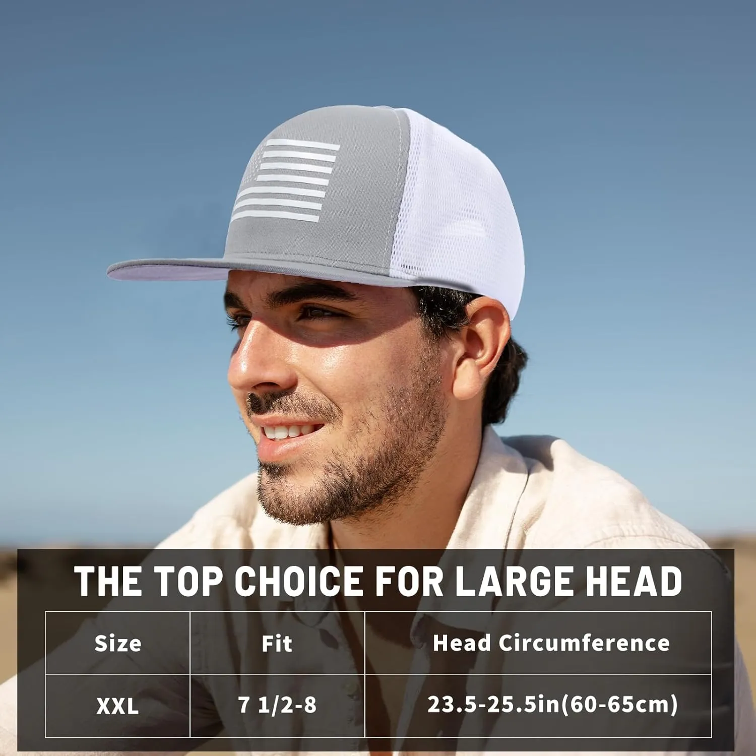 Oversize XXL American Flag Trucker Hat for Men Women,Flat Brim Adjustable Mesh Snapback Baseball Cap for Casual Wear