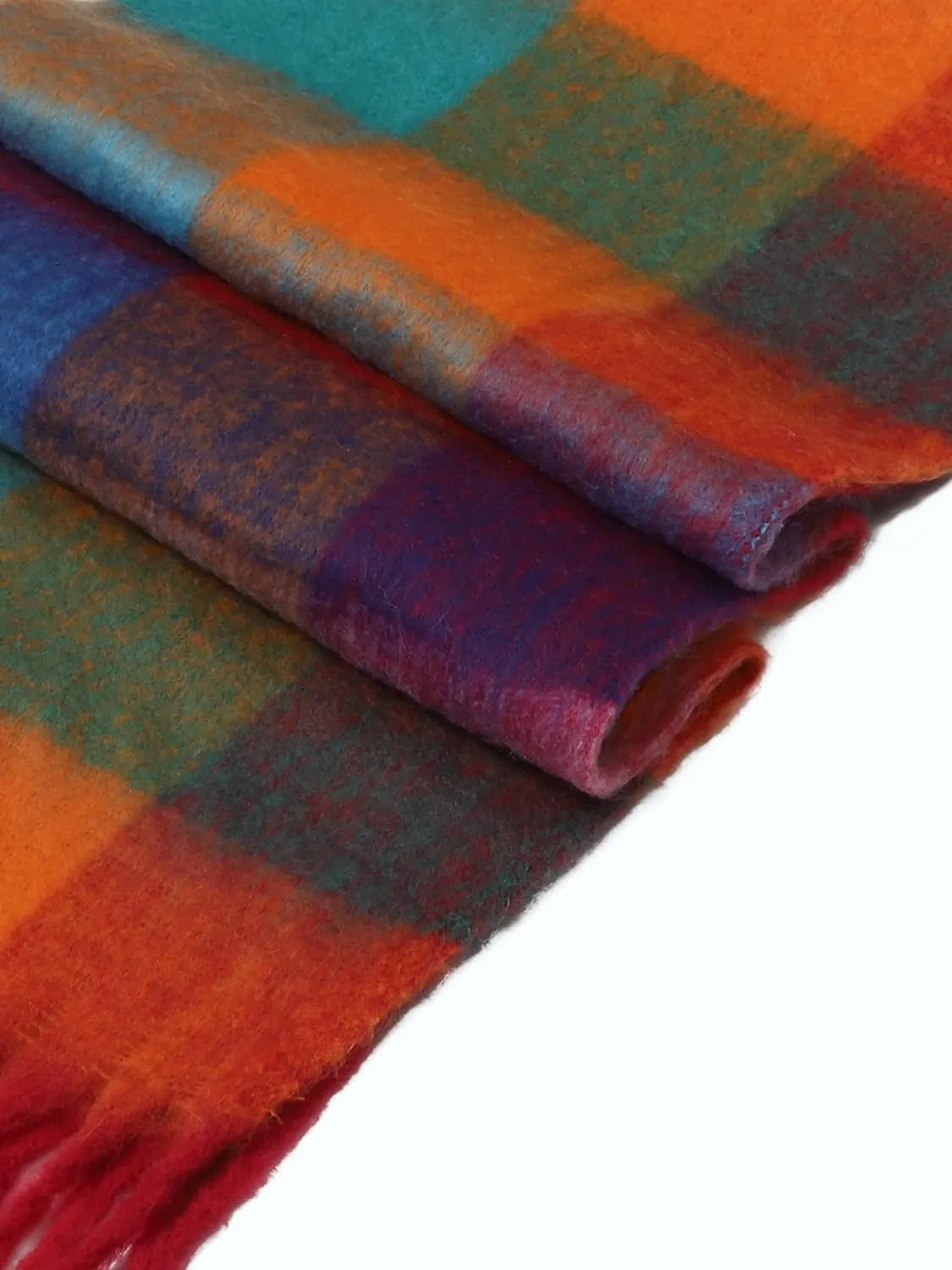 Oversized Blanket Scarf for Women Winter Fall Chunky Plaid Soft Cashmere Feel Thick Scarves with Fringed