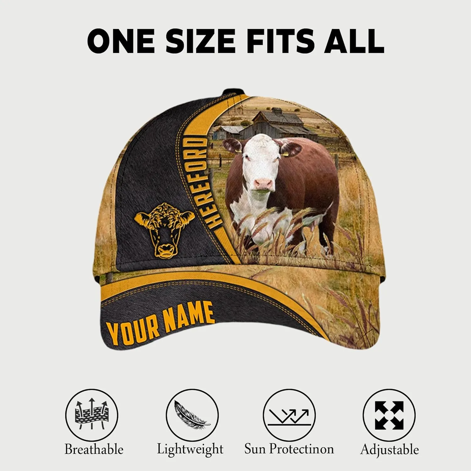 Personalised 3D Animal Cow and Leather Pattern Truckers Hats with Mesh Back Breathable Netback Caps Headwear for Farmer