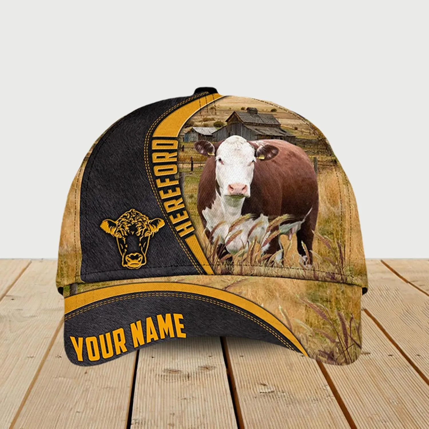 Personalised 3D Animal Cow and Leather Pattern Truckers Hats with Mesh Back Breathable Netback Caps Headwear for Farmer