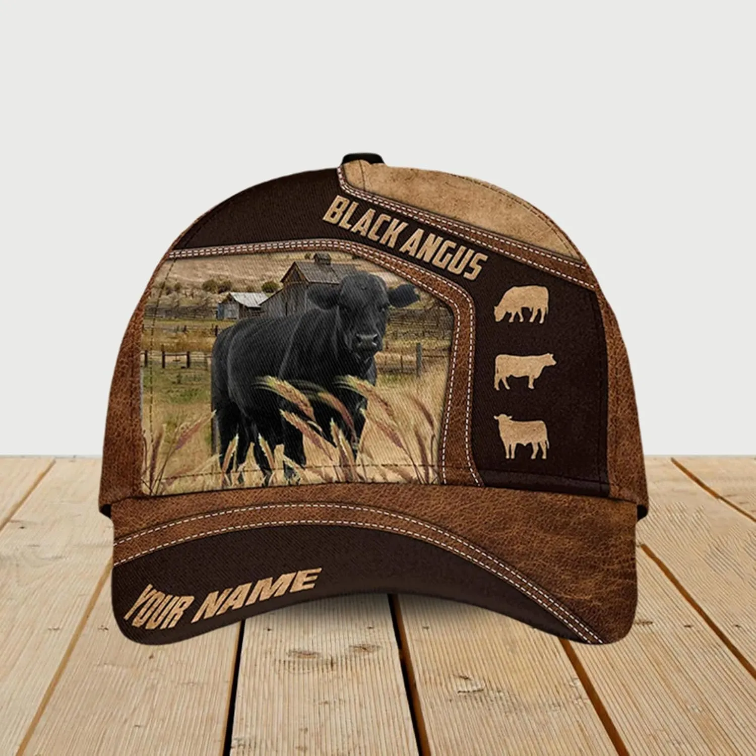 Personalised 3D Animal Cow and Leather Pattern Truckers Hats with Mesh Back Breathable Netback Caps Headwear for Farmer