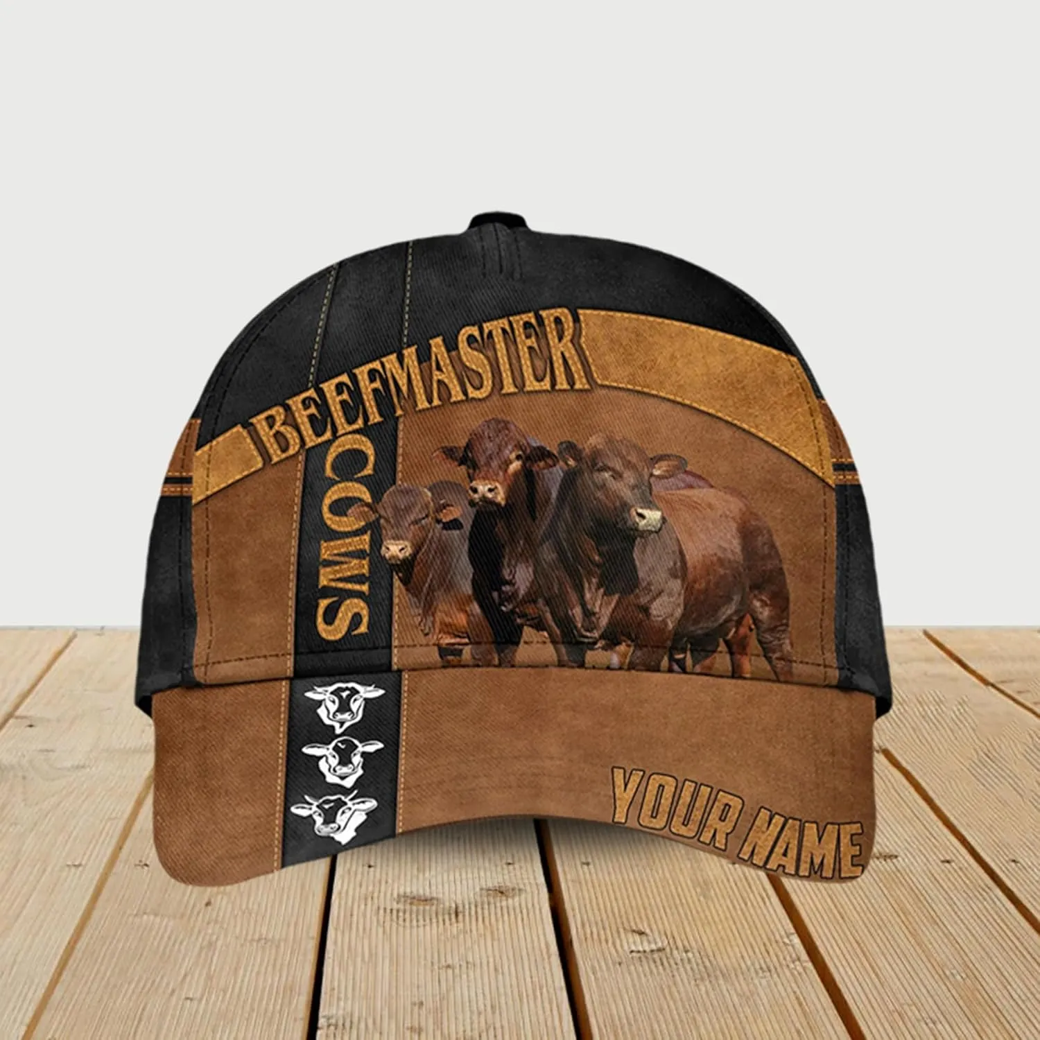 Personalised 3D Animal Cow and Leather Pattern Truckers Hats with Mesh Back Breathable Netback Caps Headwear for Farmer