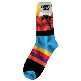 Rainbow Sunrise Palm Tree Mens Socks