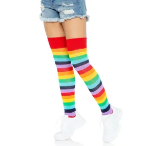 Rainbow Thigh-High Socks for Adults