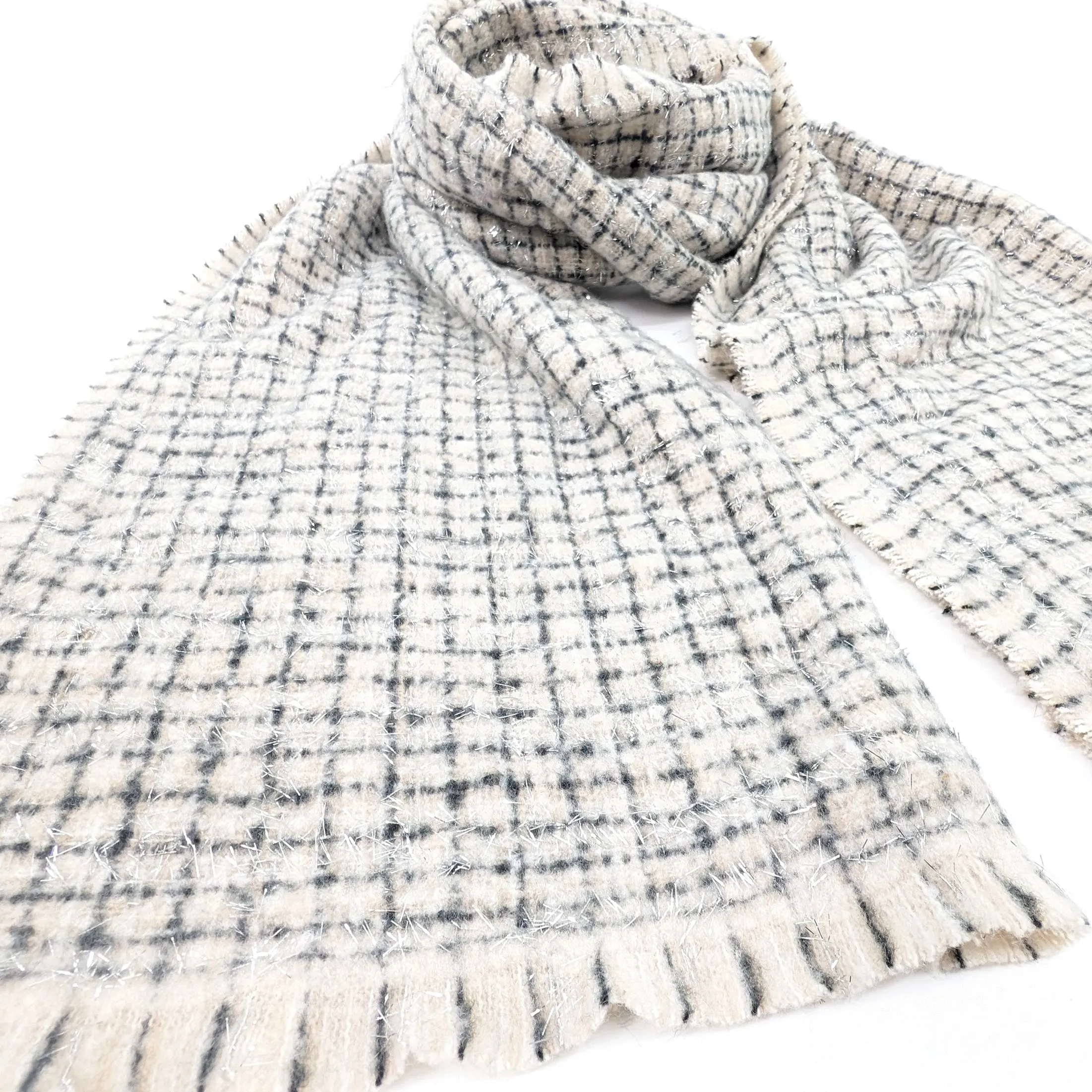Rakita - Reversible Sparkly Thick Scarf (60x190cm) - Midnight Black
