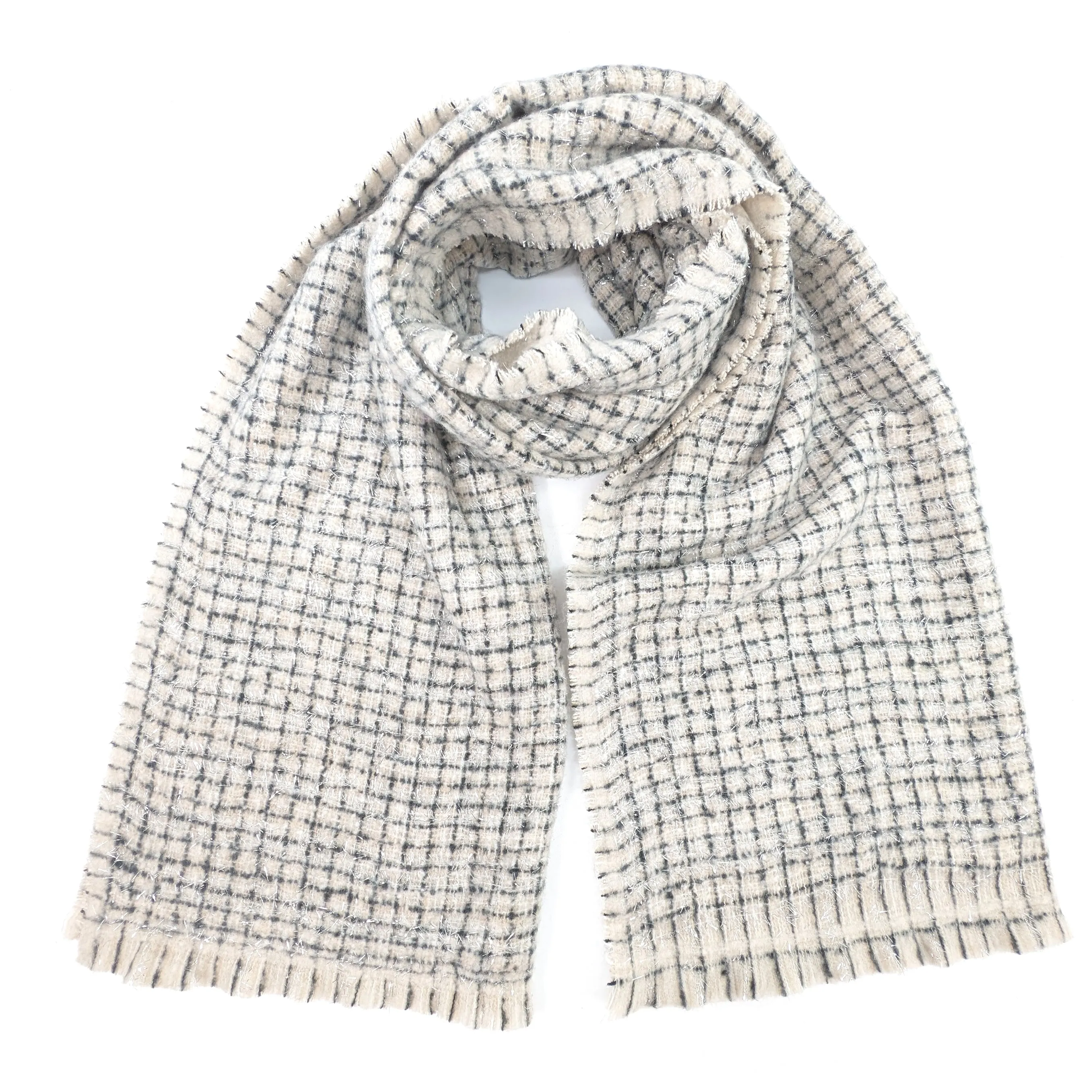 Rakita - Reversible Sparkly Thick Scarf (60x190cm) - Midnight Black