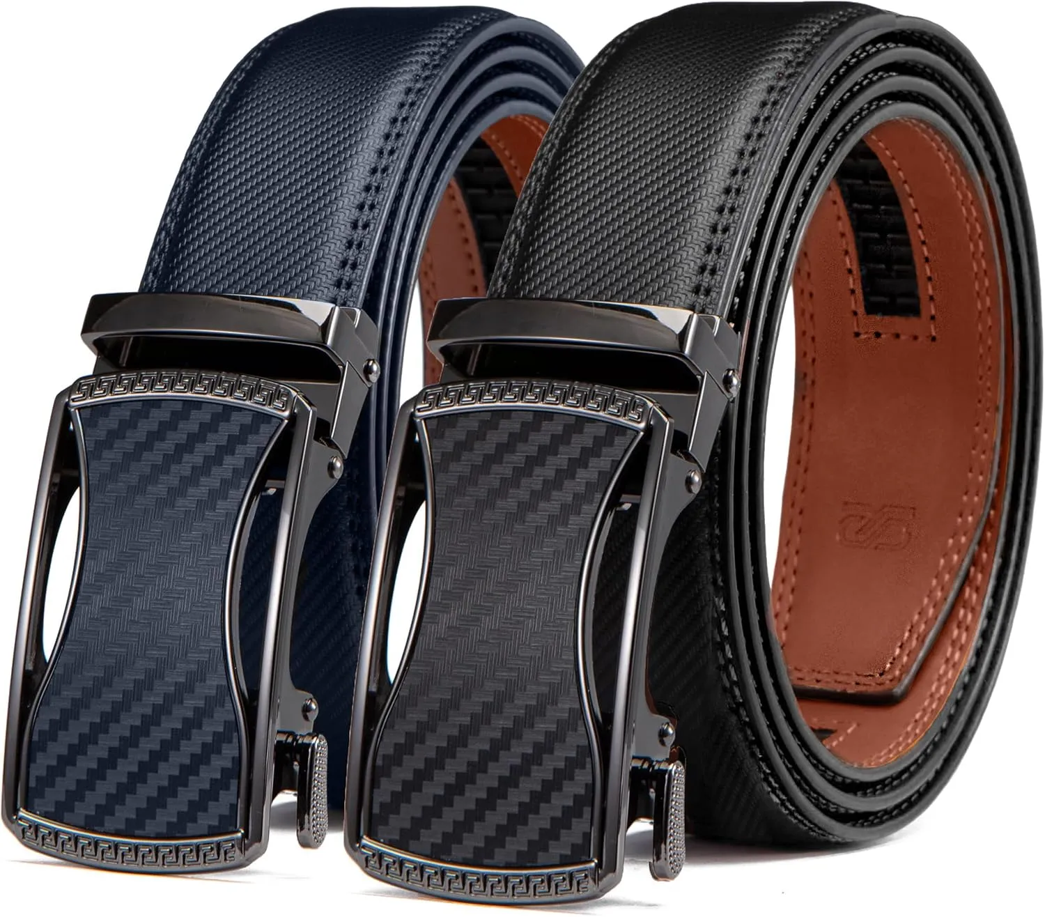 Ratchet Belts for Men 2 Pack - Mens Belt Leather with 35mm in Gift Set Box