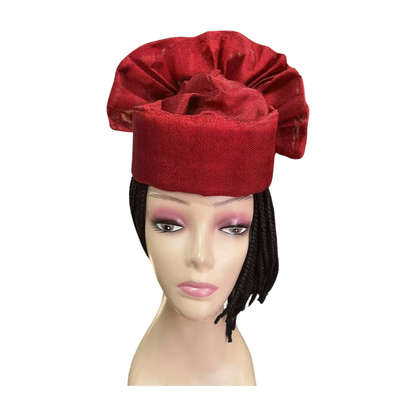 Red Aso Oke Cap/Zara Cap with adjustable strap