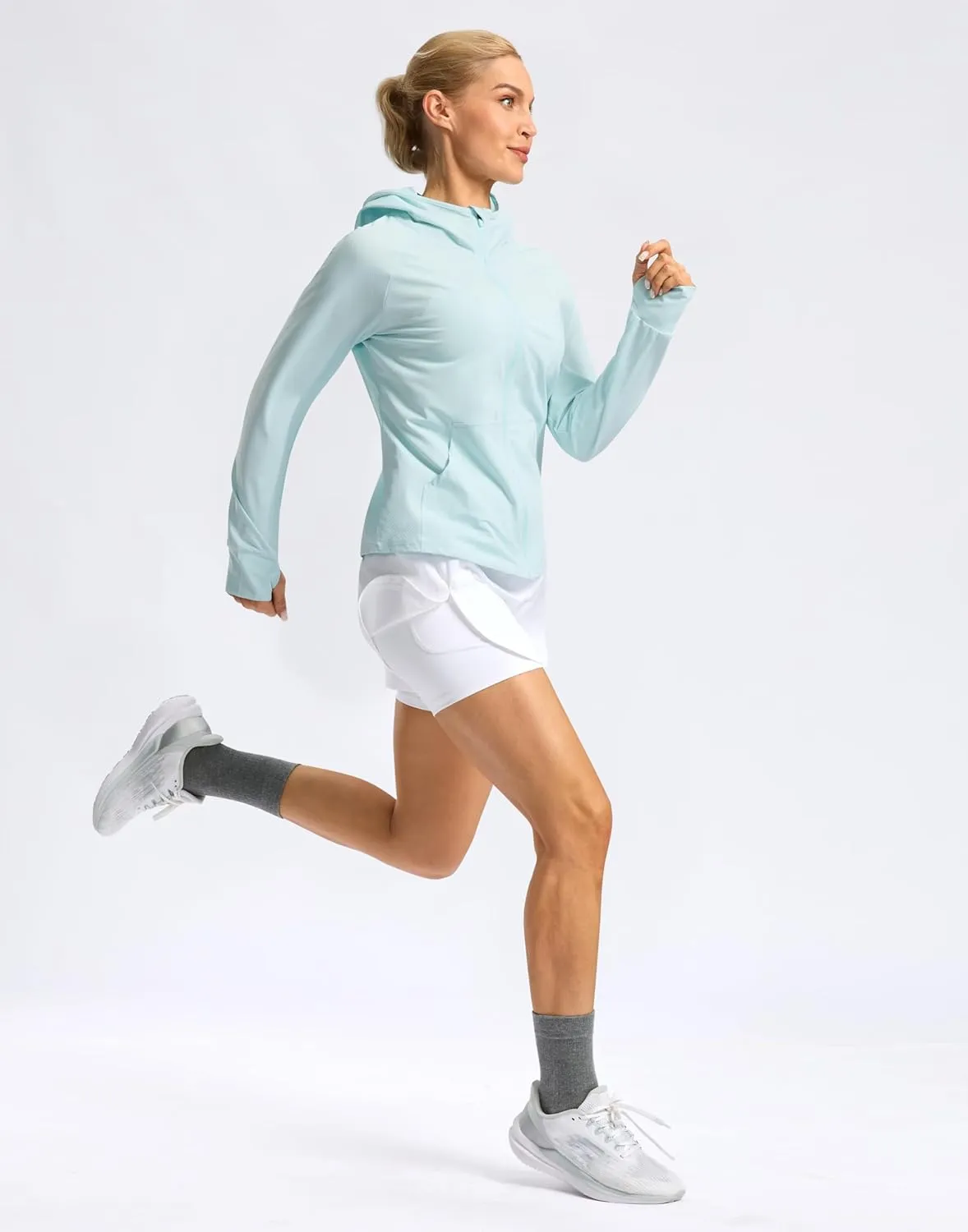 SANTINY Women's UPF 50  UV Jacket Sun Protection Zip up Hoodie Lightweight Summer SPF Long Sleeve Shirts for Hiking Running