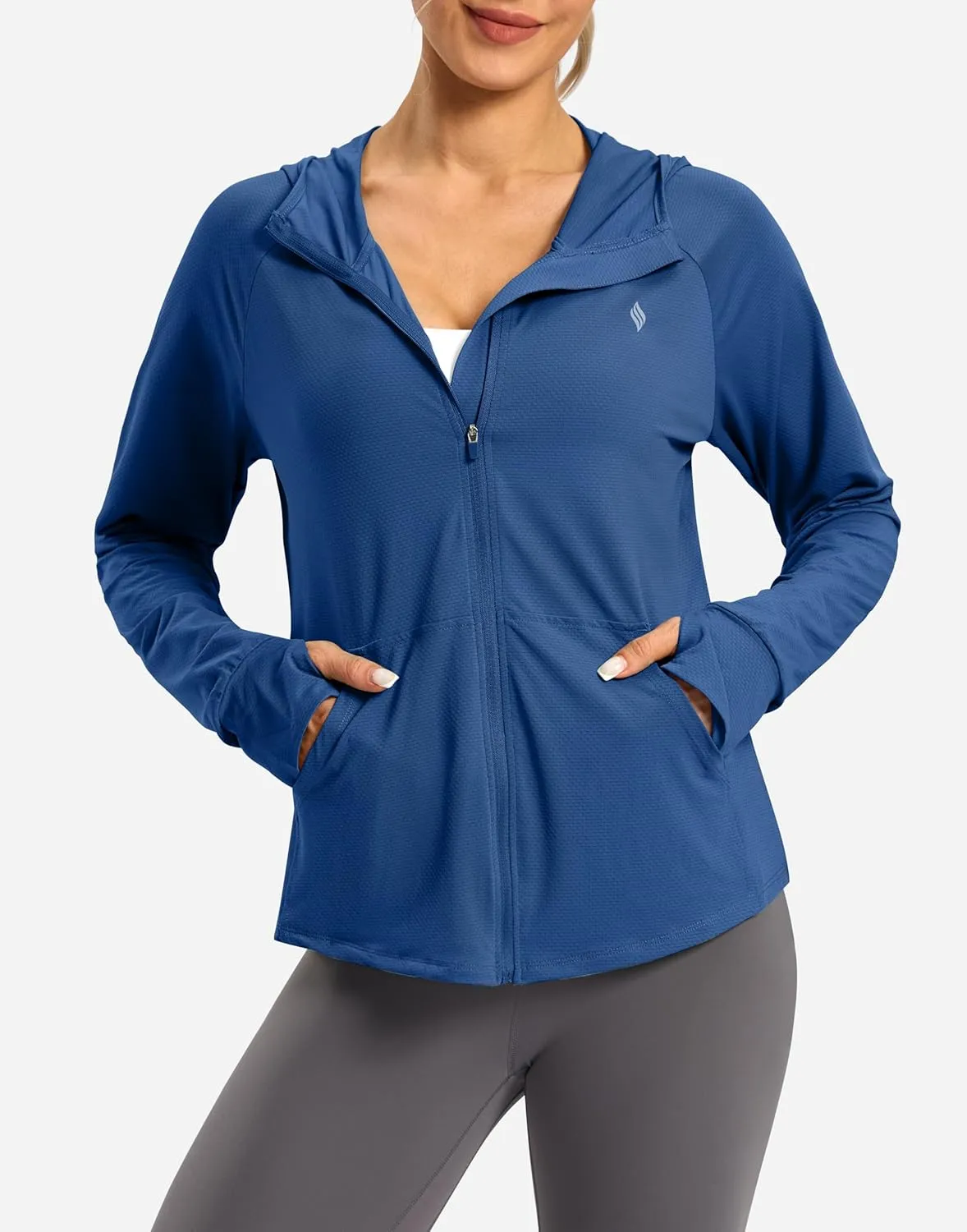 SANTINY Women's UPF 50  UV Jacket Sun Protection Zip up Hoodie Lightweight Summer SPF Long Sleeve Shirts for Hiking Running