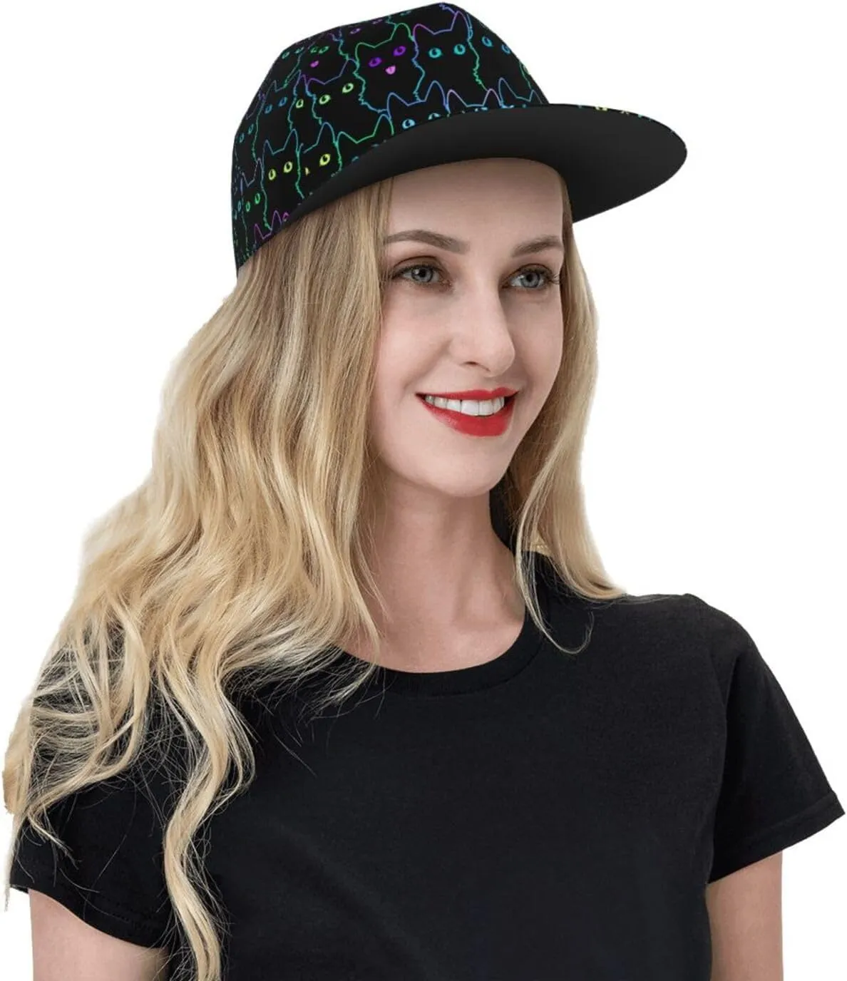 Snapback Hat for Men Women Funny Cat Baseball Cap Adjustable Dad Hat Fashion Hip Hop Style Flat Bill Hats Trucker Hat