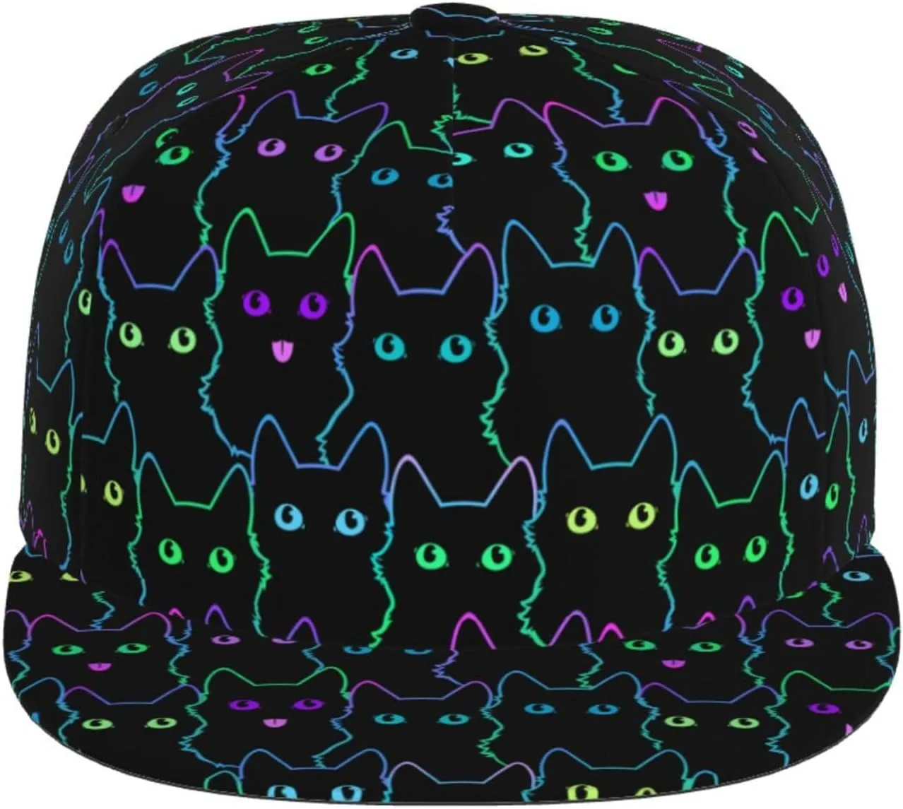 Snapback Hat for Men Women Funny Cat Baseball Cap Adjustable Dad Hat Fashion Hip Hop Style Flat Bill Hats Trucker Hat
