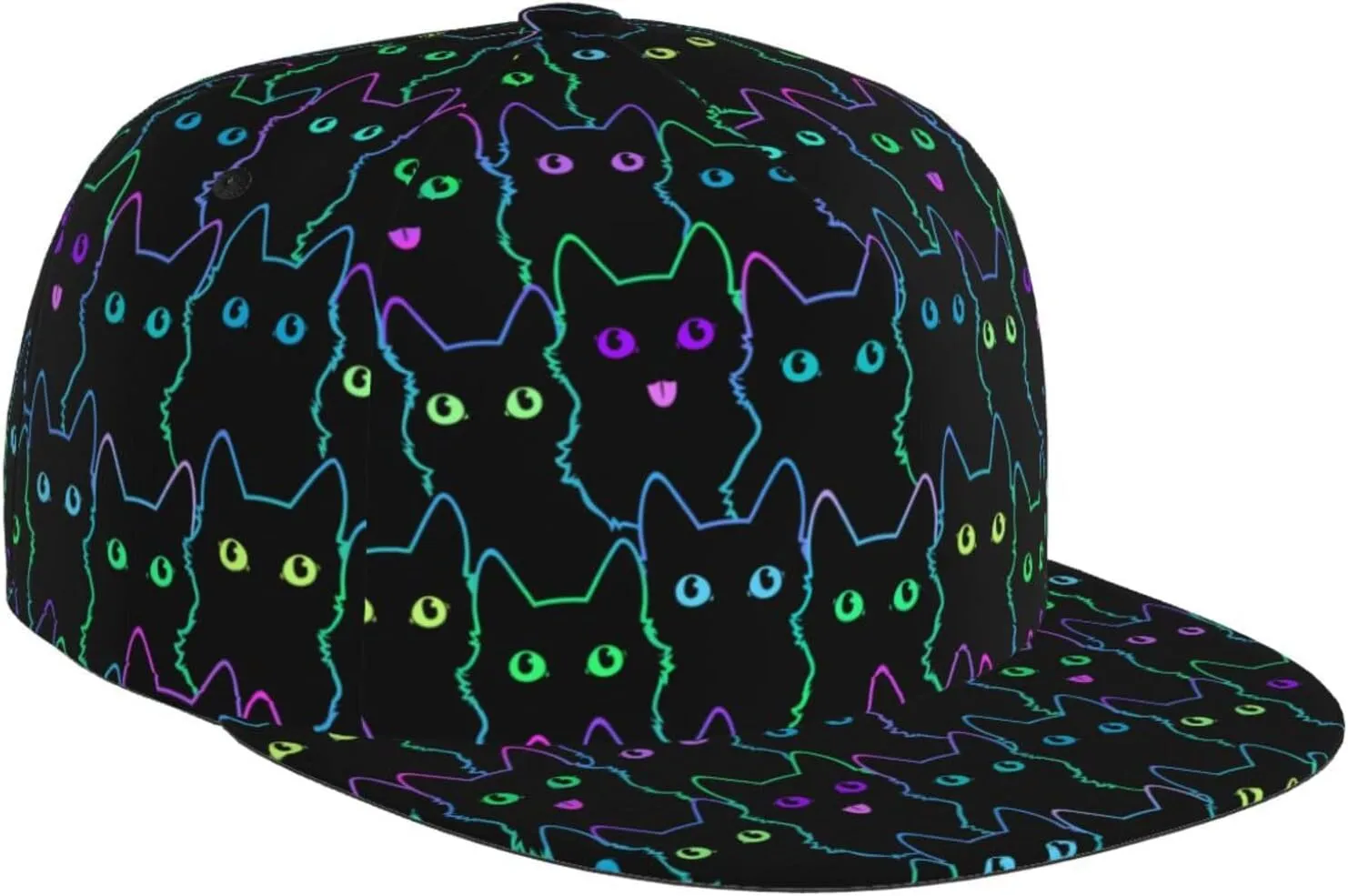 Snapback Hat for Men Women Funny Cat Baseball Cap Adjustable Dad Hat Fashion Hip Hop Style Flat Bill Hats Trucker Hat