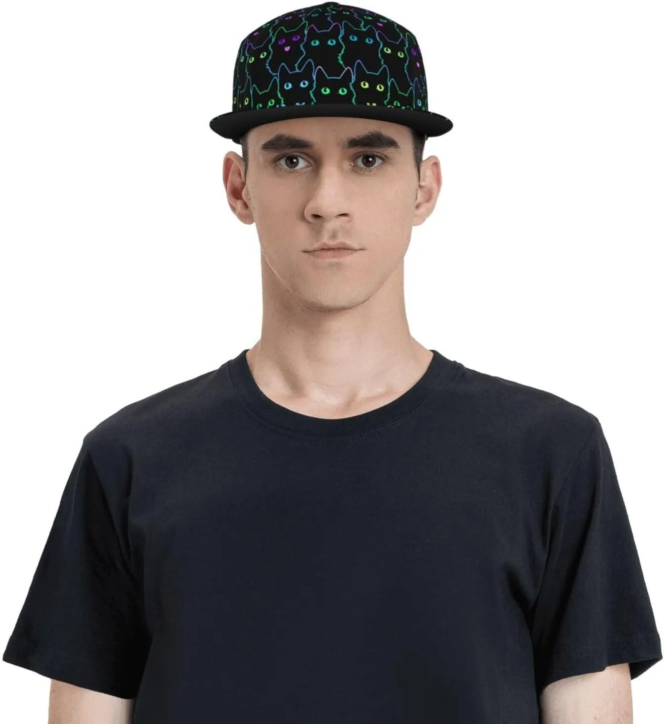 Snapback Hat for Men Women Funny Cat Baseball Cap Adjustable Dad Hat Fashion Hip Hop Style Flat Bill Hats Trucker Hat