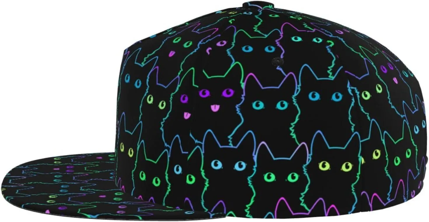 Snapback Hat for Men Women Funny Cat Baseball Cap Adjustable Dad Hat Fashion Hip Hop Style Flat Bill Hats Trucker Hat