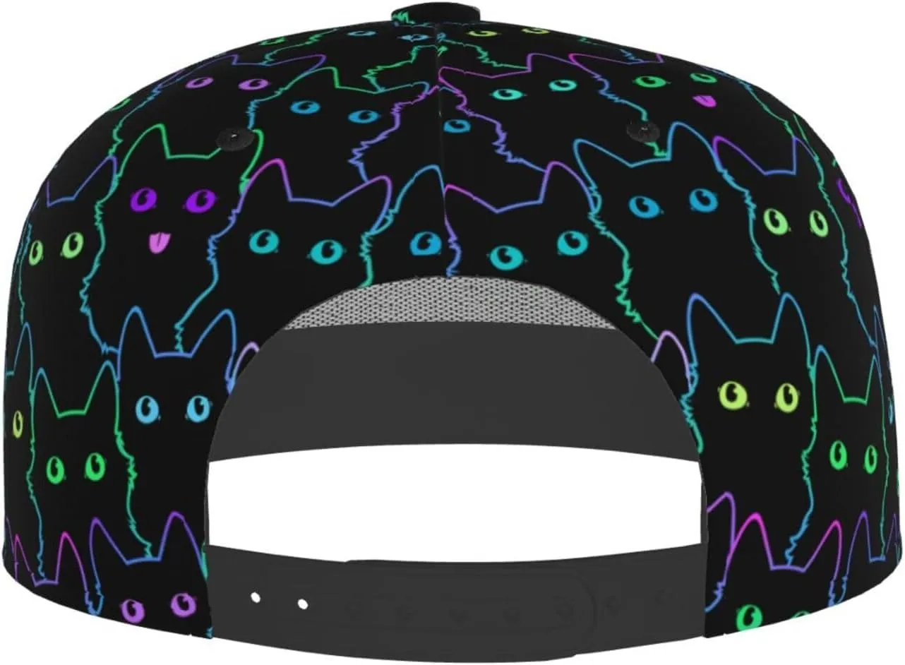 Snapback Hat for Men Women Funny Cat Baseball Cap Adjustable Dad Hat Fashion Hip Hop Style Flat Bill Hats Trucker Hat