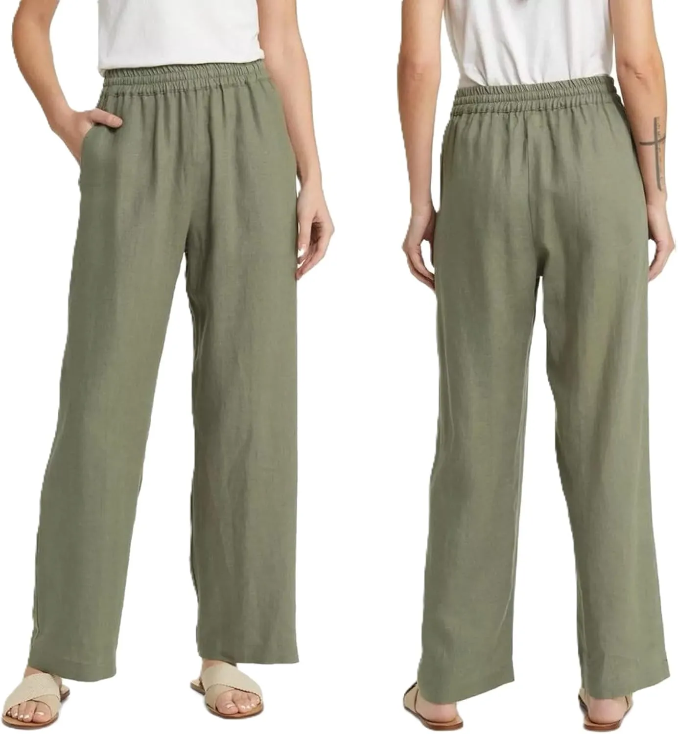 Splendid Ladies' Wide Leg Tencel Pants (US, Alpha, X-Large, Regular, Regular, Green)