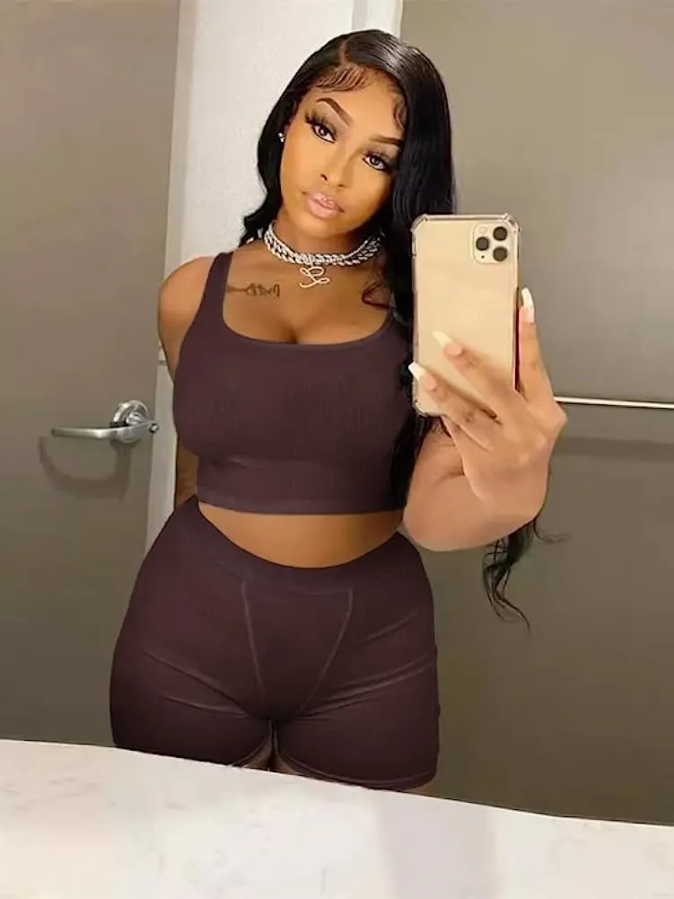 Stylish Women's Casual Shorts Two-Piece Set - Essential High-Waisted Elasticity Outfit for Home and Sports