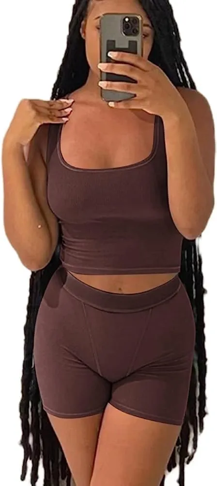 Stylish Women's Casual Shorts Two-Piece Set - Essential High-Waisted Elasticity Outfit for Home and Sports