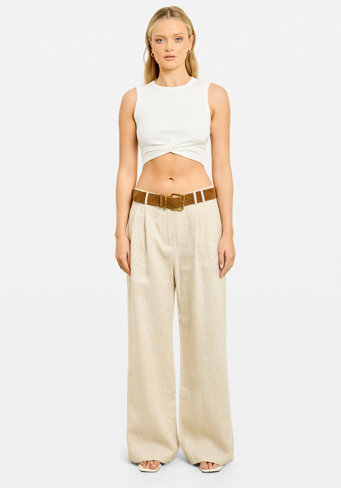 SUEDE BELT TAN / GOLD