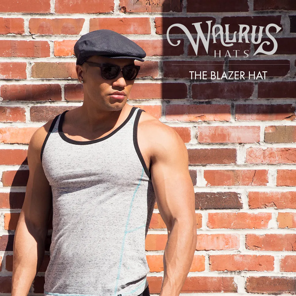 The Blazer - Walrus Hats Navy/Green Houndstooth Polyester Ivy Cap