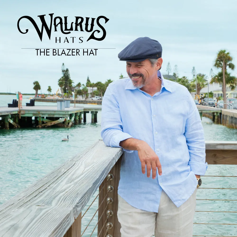 The Blazer - Walrus Hats Navy/Green Houndstooth Polyester Ivy Cap
