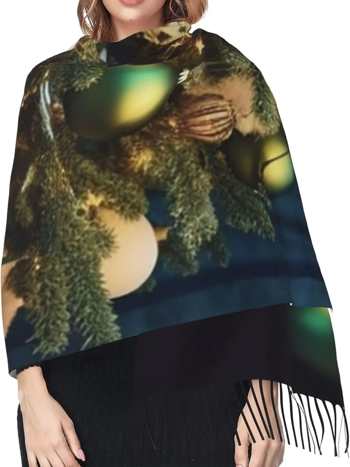 Tree Decor Women's Scarf Warm Soft Shawl Wrap Scarf Fall Winter Fashion Tassel Scarf Oversized Scarves Blanket for Men Women