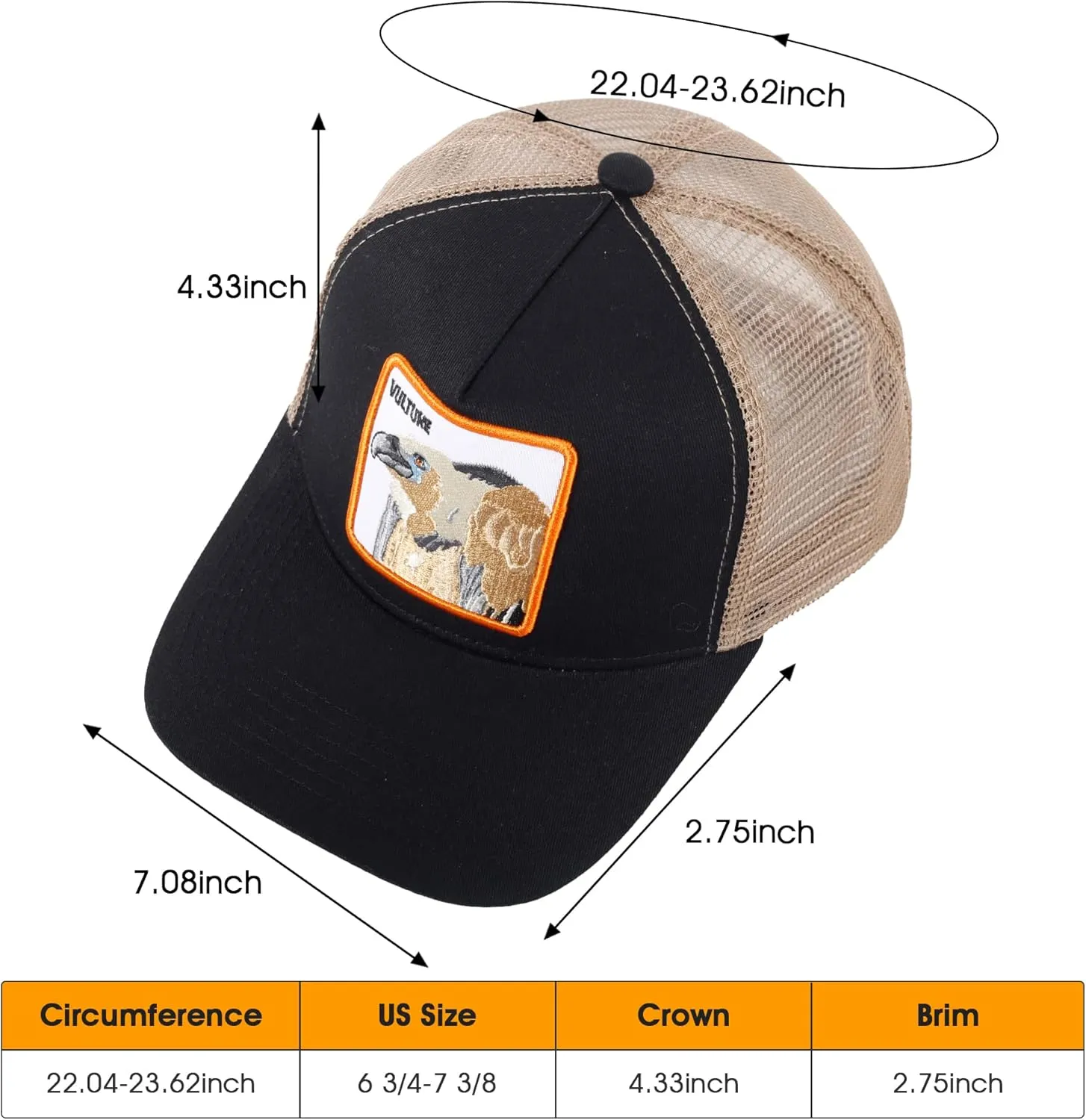 Trucker Hat Men Animal Snapback Hats Adjustable Embroidered Baseball Cap Mesh Breathable Square Patch Women Caps