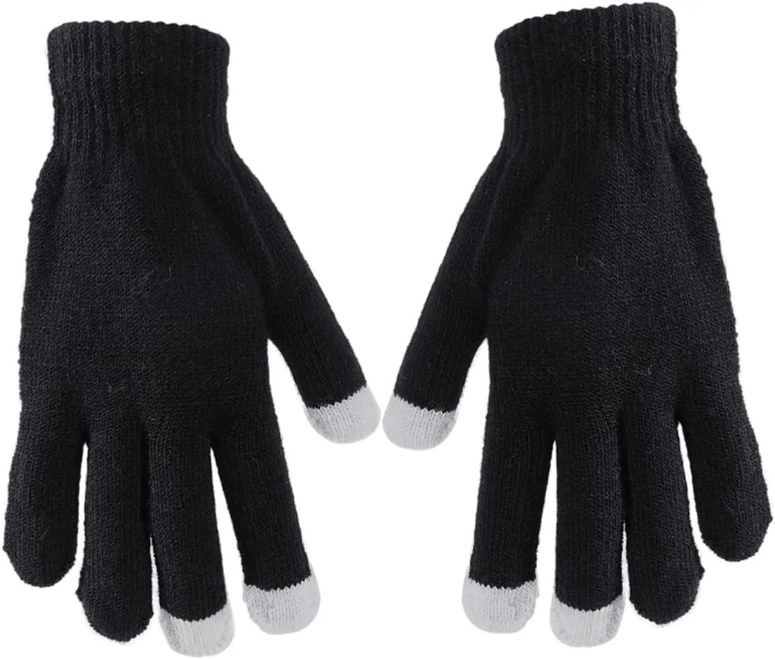 Unisex Touch Screen Gloves for Winter Warm Knitted Texting Gloves for Smartphones for Outdoor Activities Comfortable Fit for Men and Women Xmas present Black