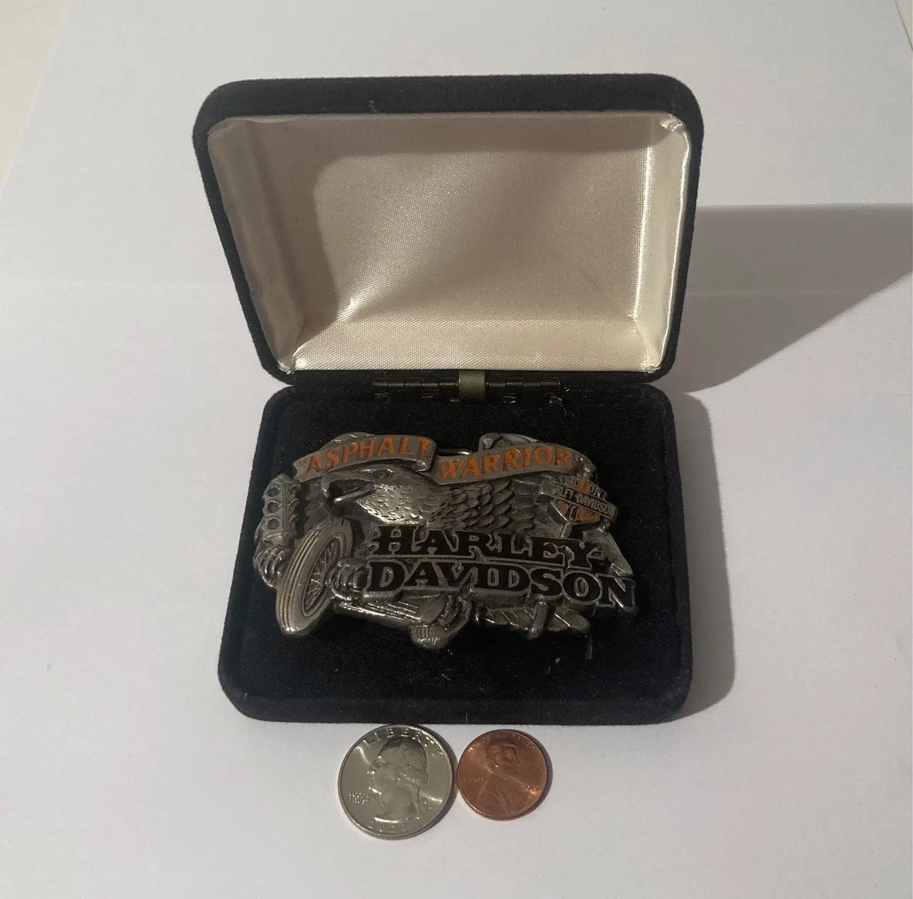Vintage 1992 Metal Belt Buckle, Harley Davidson, Asphalt Warrior, Motorcycle, Biker, Quality, Heavy Duty, Fashion, Belts, Fun, Nice Design