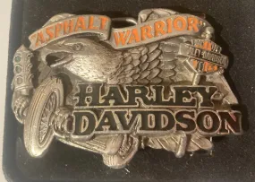 Vintage 1992 Metal Belt Buckle, Harley Davidson, Asphalt Warrior, Motorcycle, Biker, Quality, Heavy Duty, Fashion, Belts, Fun, Nice Design