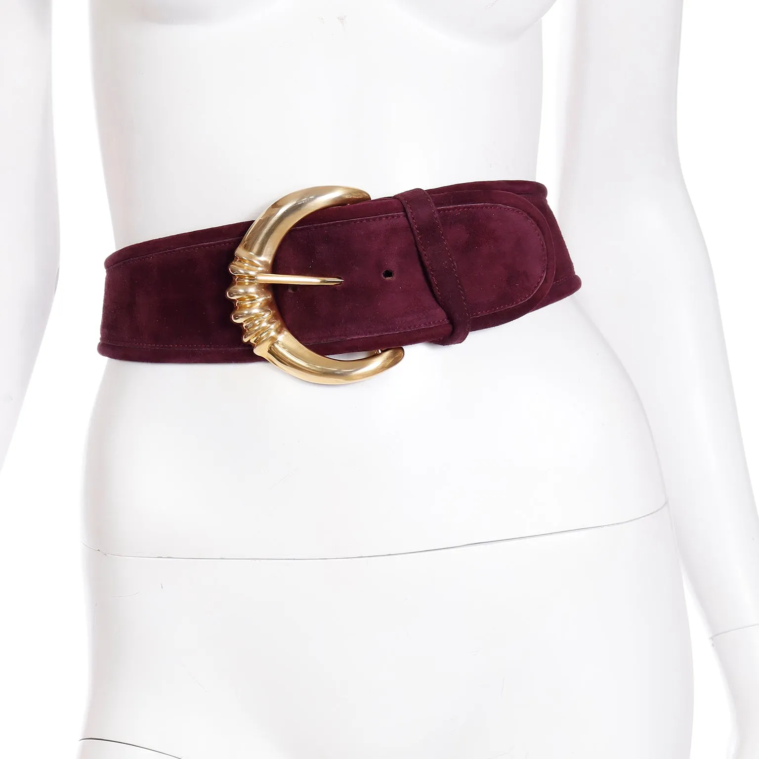 Vintage Donna Karan Deep Purple Suede Belt w Robert Lee Morris Buckle