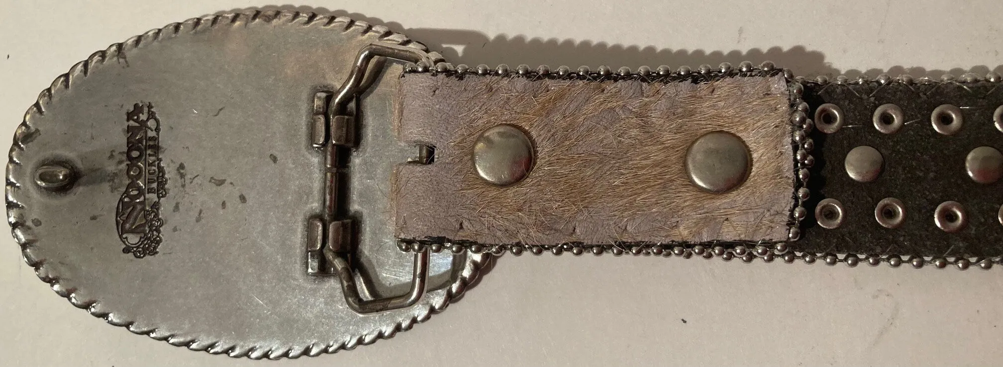 Vintage Metal Belt Buckle and Leather Belt, Nocona, Size 24 to 28, Country & Western, Western Wear, Quality, Fashion, Belts, Shelf Display