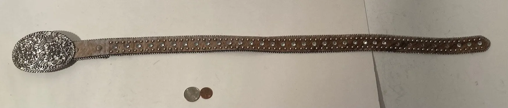 Vintage Metal Belt Buckle and Leather Belt, Nocona, Size 24 to 28, Country & Western, Western Wear, Quality, Fashion, Belts, Shelf Display