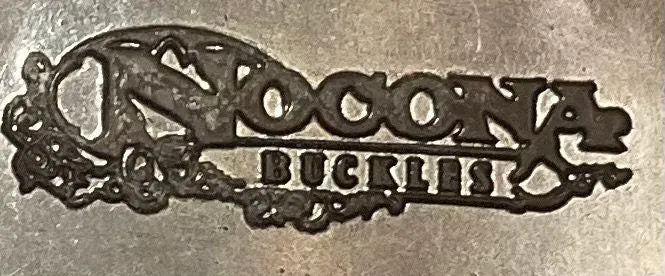 Vintage Metal Belt Buckle, Nocona, Bull Riding, Rodeo, Cowboy, Nice Design, 3" x 2 1/4", Heavy Duty, Quality, Made in USA, Thick Metal