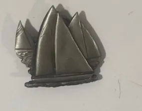 Vintage Metal Belt Buckle, Sail Boat, Nice Design, Standard Size, Heavy Duty, Quality, Thick Metal, For Belts, Fashion,