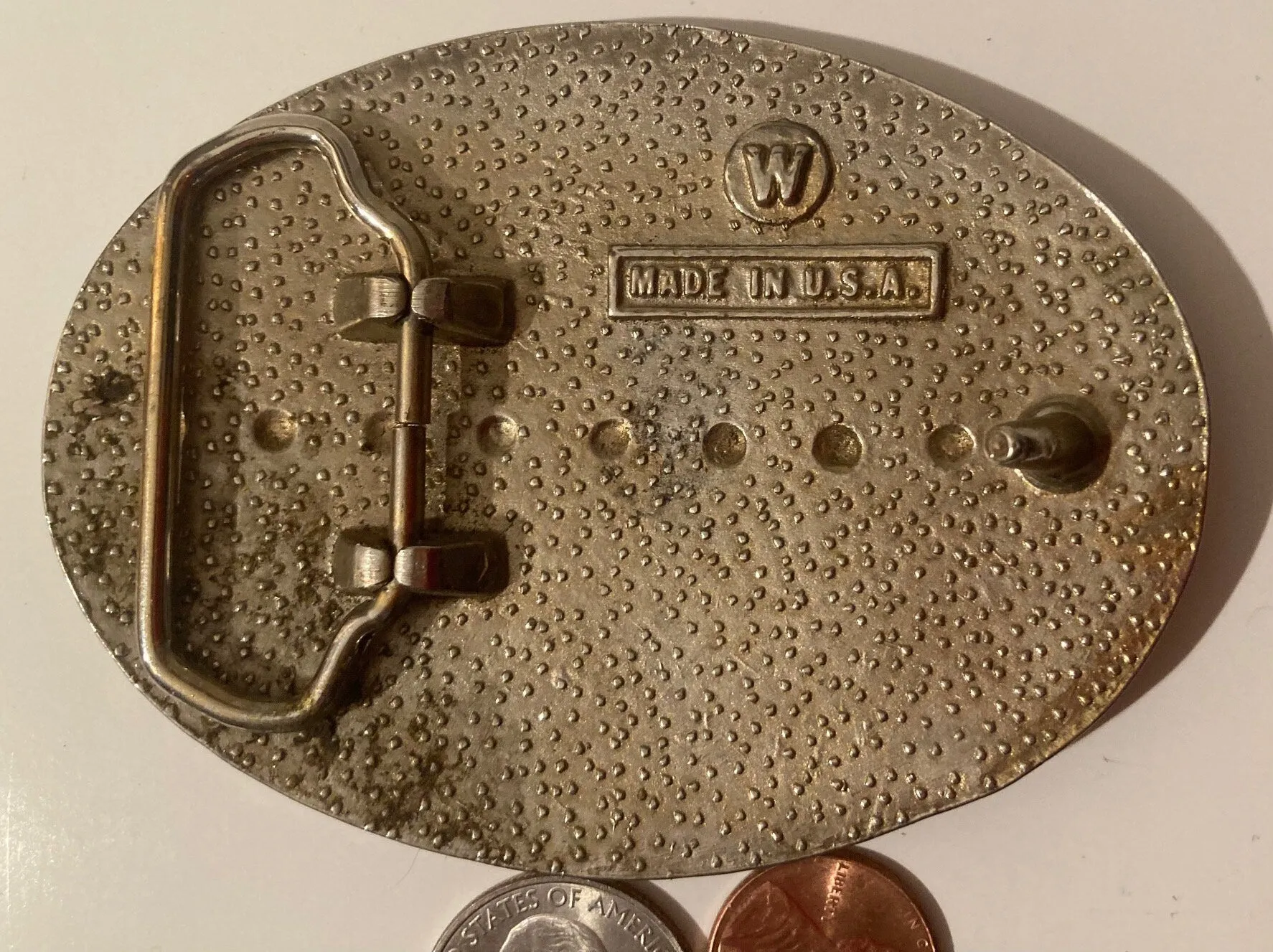 Vintage Metal Belt Buckle, Silver and Brass, Eagle, Country & Western, Western Wear, Quality, Made in USA, Heavy Duty, Fashion, Belts