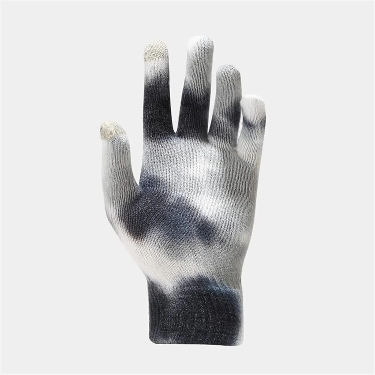 Winter Warm Knitted Hat Scarf Glove Set, Tie Dye Beanie Hat Touchscreen Gloves Long Scarf Set, Skull Caps Neck Scarves for Women Men (Color : Black, Size : One Size)