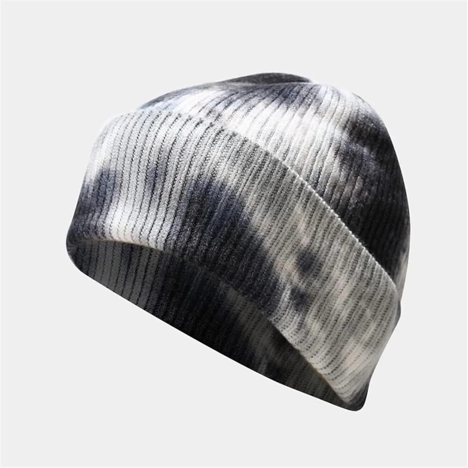 Winter Warm Knitted Hat Scarf Glove Set, Tie Dye Beanie Hat Touchscreen Gloves Long Scarf Set, Skull Caps Neck Scarves for Women Men (Color : Black, Size : One Size)
