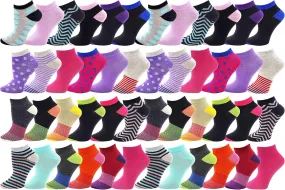 Winterlace 48 Pairs Ankle Socks for Women & Girls Fun Cute Low Cut No Show, Colorful Wholesale Bulk Pack